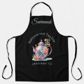  Waterverf Bloemen Theepot Nationale Hot Tea Schort (Voorkant)