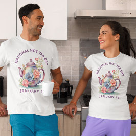  Waterverf Bloemen Theepot Nationale Hot Tea T-shirt