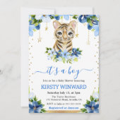 Waterverf Bloemen Tijger Cub Boy Baby shower Kaart (Voorkant)