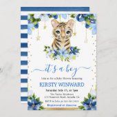 Waterverf Bloemen Tijger Cub Boy Baby shower Kaart (Voorkant / Achterkant)