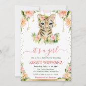 Waterverf Bloemen Tijger Cub Meisje Baby shower Kaart (Voorkant)