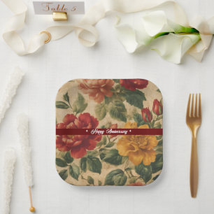 Waterverf Bloemen Trendy Collectie Papieren Bordje