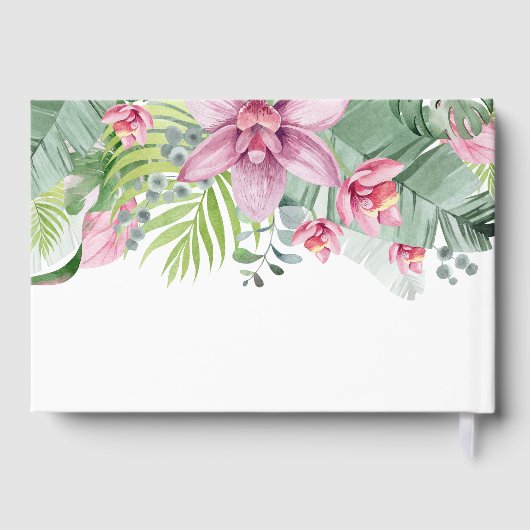 Waterverf Bloemen Tropische bruiloft Gastenboek (Achterkant)