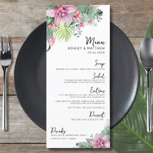 Waterverf Bloemen Tropische bruiloft Menu