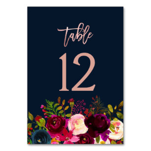Waterverf Bloemen Trouwen Roos Gouden Tafel Nummer Kaart