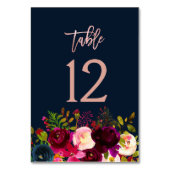 Waterverf Bloemen Trouwen Roos Gouden Tafel Nummer Kaart (Achterkant)