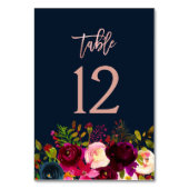 Waterverf Bloemen Trouwen Roos Gouden Tafel Nummer Kaart (Voorkant)