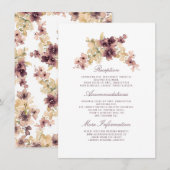 Waterverf Bloemen Trouwinformatie Informatiekaartje (Voorkant / Achterkant)