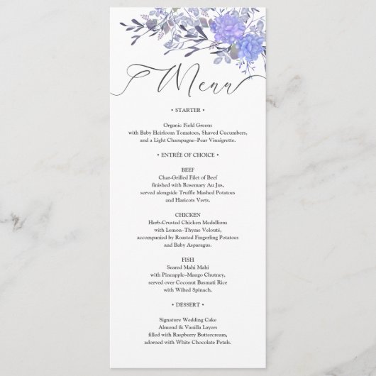 Waterverf Bloemen Trouwmenu Kaart (Voorkant)