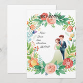 Waterverf Bloemen Trouwpaar - Romantische tuin Kaart (Voorkant / Achterkant)