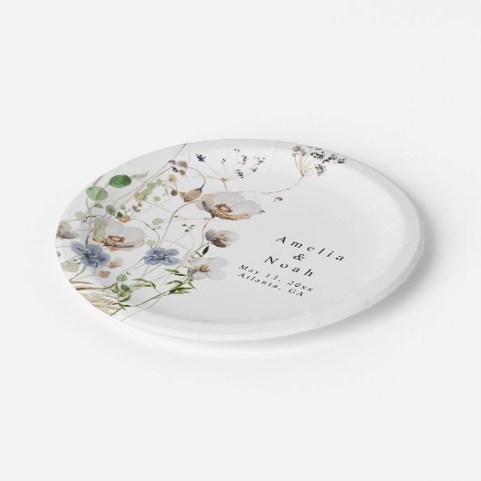 Waterverf Bloemen Trouwpapier Bord (Gekanteld)