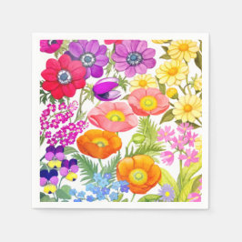 Waterverf Bloemen Tuin Papier Servetten