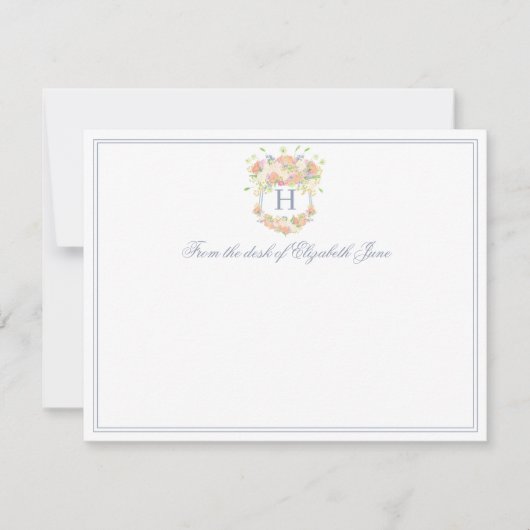 Waterverf Bloemen Tuin Party Crest Bedankkaart (Voorkant)