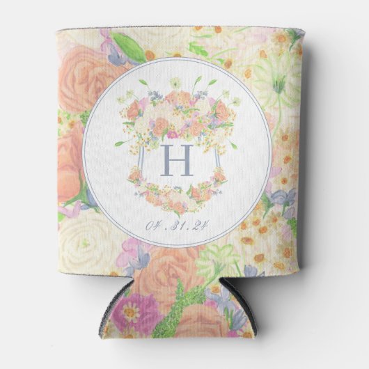 Waterverf Bloemen Tuin Party Crest Blikjeskoeler (Voorkant)