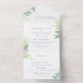 Waterverf Bloemen Tuin Party Crest Bruiloft All In One Uitnodiging (Binnen)