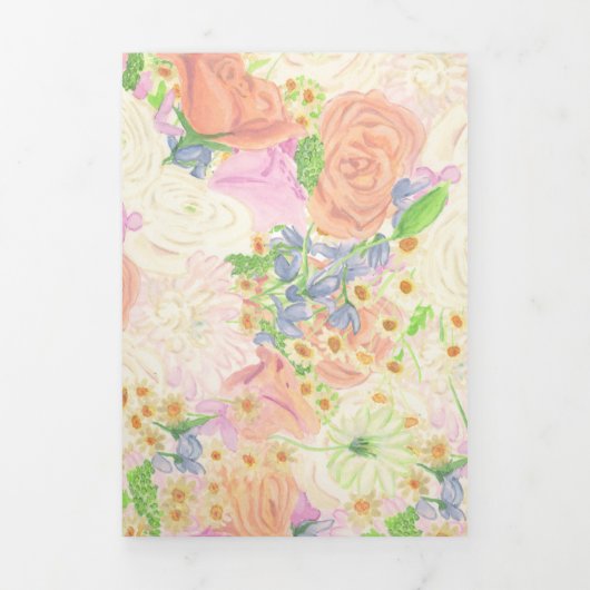 Waterverf Bloemen Tuin Party Crest Bruiloft Drieluik Uitnodiging (Cover)