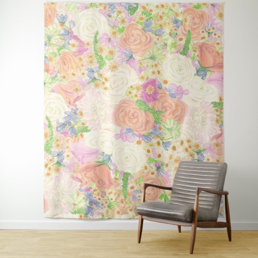 Waterverf Bloemen Tuin Party Crest Bruiloft Wandkleed (In situ)