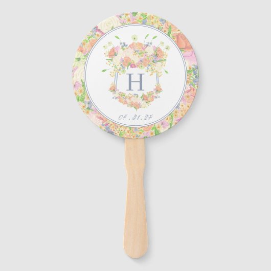 Waterverf Bloemen Tuin Party Crest Handwaaier (Voorkant)