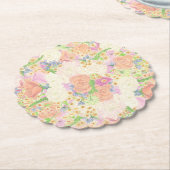 Waterverf Bloemen Tuin Party Crest Kartonnen Onderzetters (Gekanteld)