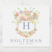 Waterverf Bloemen Tuin Party Crest Likeurfles Etiket (Enkel label)