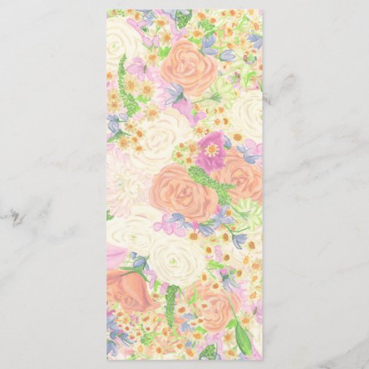 Waterverf Bloemen Tuin Party Crest Menu (Achterkant)