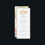 Waterverf Bloemen Tuin Party Crest Menu<br><div class="desc">Betover uw gasten met een avond in de tuin en deze prachtige waterverf bloemenbruiloft crest menu's. Elk inzetstuk is heerlijk kleurrijker dan het volgende. Met poppen blauw, perzik, roze, groen en crème is elk elegant en grillig detail van uw dag heerlijk op elkaar afgestemd. Ga voor meer werk en meer...</div>
