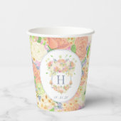 Waterverf Bloemen Tuin Party Crest Papieren Bekers (Achterkant)