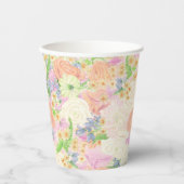 Waterverf Bloemen Tuin Party Crest Papieren Bekers (Voorkant)