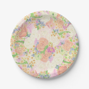 Waterverf Bloemen Tuin Party Crest Papieren Bordje