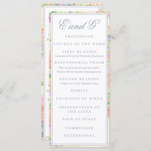 Waterverf Bloemen Tuin Party Crest Programma (Voorkant / Achterkant)