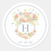 Waterverf Bloemen Tuin Party Crest Ronde Sticker (Voorkant)