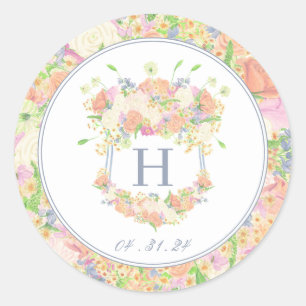 Waterverf Bloemen Tuin Party Crest Ronde Sticker
