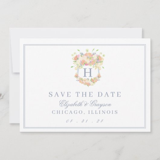 Waterverf Bloemen Tuin Party Crest Save The Date (Voorkant)