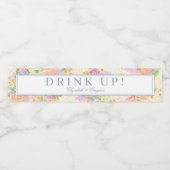 Waterverf Bloemen Tuin Party Crest Waterfles Etiket (Enkel label)