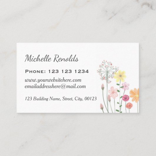  Waterverf bloemen tuinbouwer Visitekaartje (Achterkant)