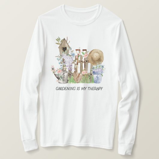 Waterverf Bloemen Tuinieren Gereedschap en Funny Q T-shirt (Design voorkant)