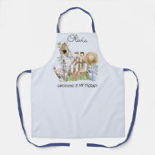 Waterverf Bloemen Tuinieren Gereedschap en Quot Schort (Voorkant)