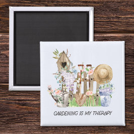 Waterverf Bloemen Tuinieren Gereedschap en Quote Magneet