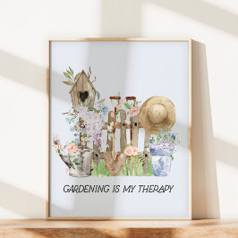 Waterverf Bloemen Tuinieren Gereedschap en Quote Poster