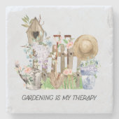 Waterverf Bloemen Tuinieren Gereedschap en Quote Stenen Onderzetter (Voorkant)