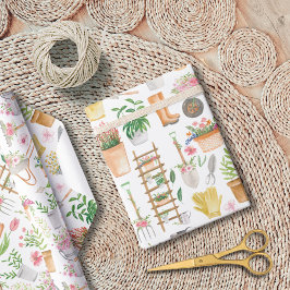 Waterverf Bloemen Tuinieren Tools Tuin Cadeaupapier