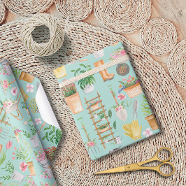 Waterverf Bloemen Tuinieren Tools Tuin Cadeaupapier