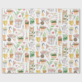 Waterverf Bloemen Tuinieren Tools Tuin Cadeaupapier (Vlak)