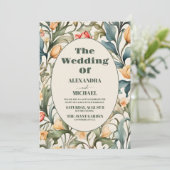 Waterverf Bloemen Tulpen William Morris Bruiloft Kaart (Staand voorkant)