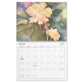 Waterverf bloemen Twee pagina 12-maands kalender (Mar 2026)