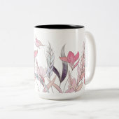 Waterverf bloemen tweekleurige koffiemok (Voorkant rechts)