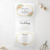 Waterverf bloemen, typografie bloemenbruiloft drieluik uitnodiging (Binnen)