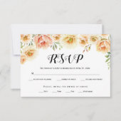 Waterverf bloemen typografie bruiloft RSVP kaart (Voorkant)