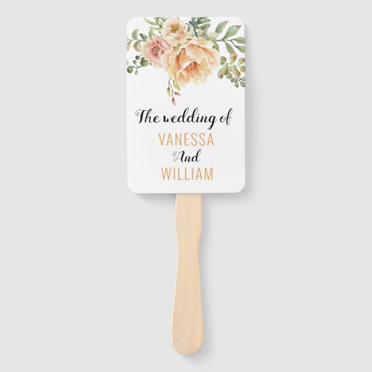 Waterverf Bloemen Typografie Huwelijksprogramma Handwaaier (Voorkant)