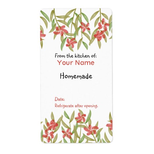 Waterverf Bloemen uit de keuken van Labels Red (Voorkant)